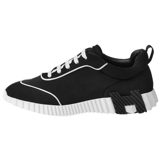 HERMES Bouncing Low Top Sports Casual Shoes Men's Black White