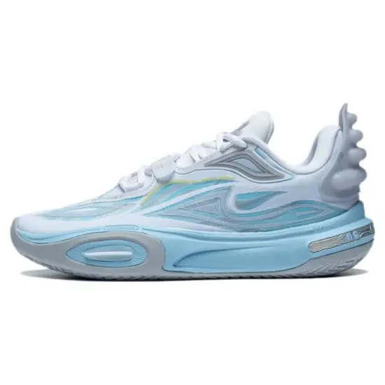 LiNing Cushioned Slip Resistant Mid Top Basketball Shoes Men's White Blue