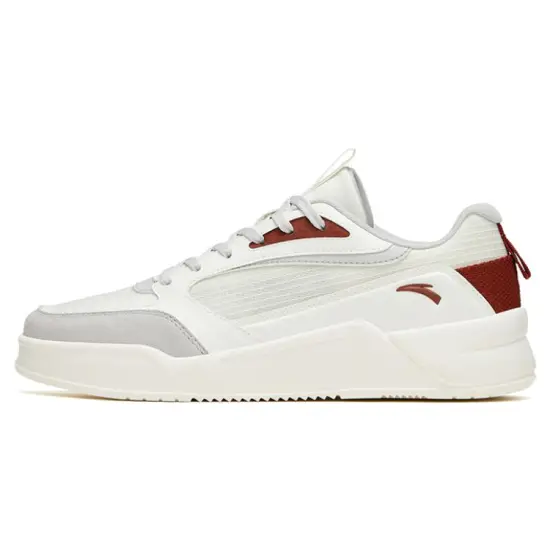 ANTA Rubber Bullet Skateboard Shoes Men Low-Top White Gray Red