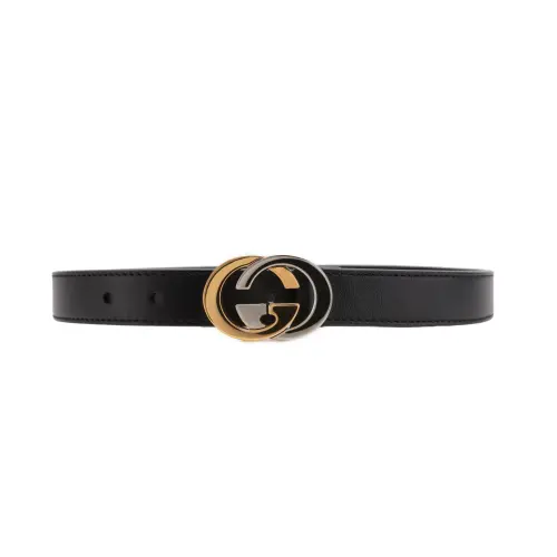 GUCCI G Leather Belts Kids' Black Width 2cm