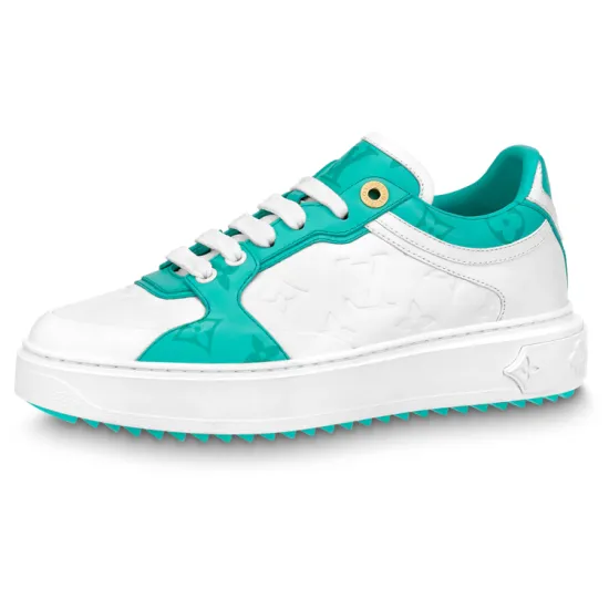 LOUIS VUITTON Time Out Sneakers 'White And Teal Monogram' Women's