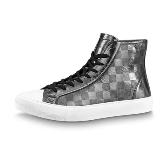 LOUIS VUITTON Tattoo Ankle Sneakers 'Silver Plaid Monogram'