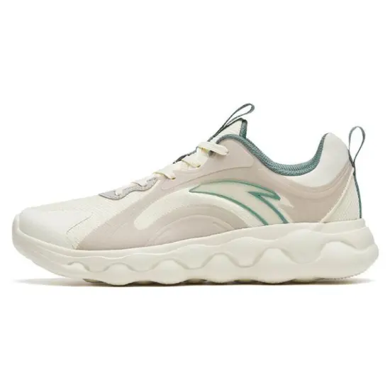 ANTA Sheepskin Running Shoes Men Low-Top Light Beige White/Iron Man Gray/Hiking Green