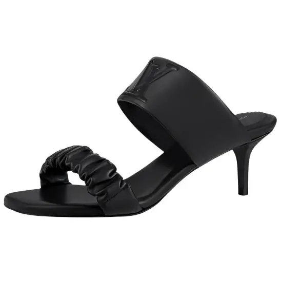 LOUIS VUITTON Drapy Mule Slide Slippers Women's Black