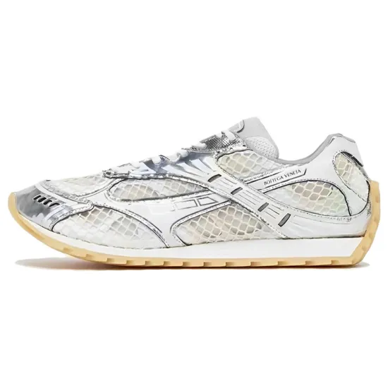 Bottega Veneta Orbit Cushioned Slip Resistant Low Top Casual Shoes Men's Silver White