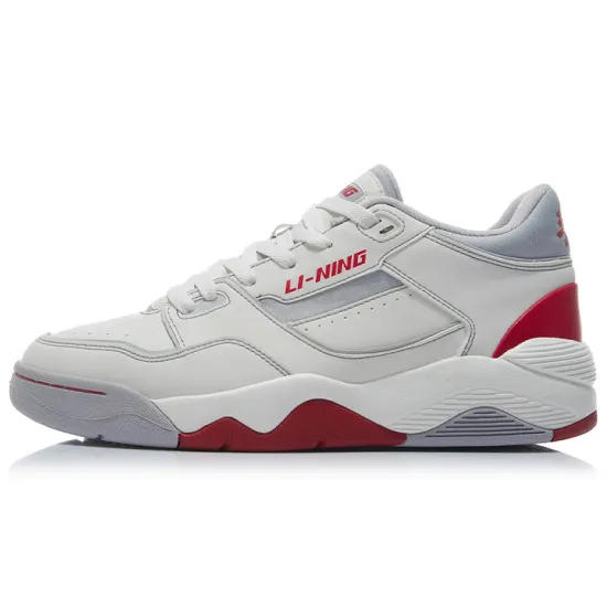 LINING Retro 80s Vintage Basketball Shoes Men Low-Top Ivory/Microcrystalline Gray