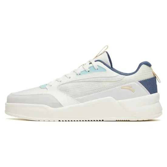 ANTA Rubber Bullet Skateboard Shoes Men Low-Top White Gray Blue