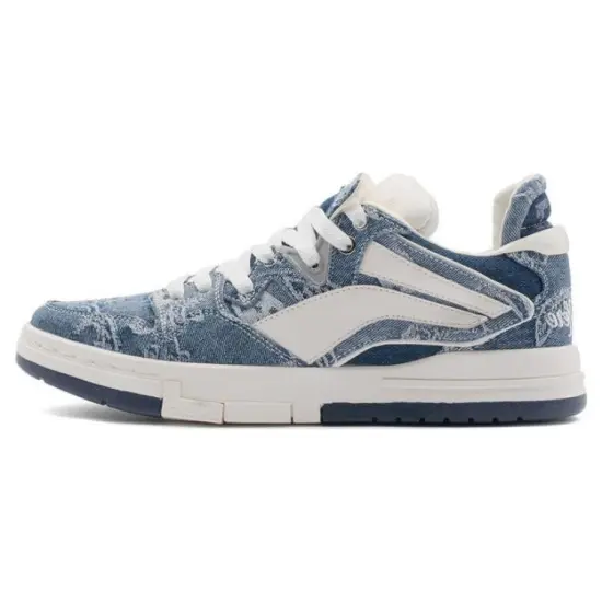 1807 X LINING Wei Wu PRO Skateboard Shoes Women's Low-Top Denim Blue