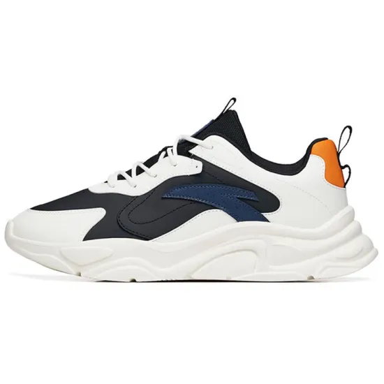 ANTA Millennium 2.0 Chunky Sneakers Men Low-Top Black Ivory White/New Ink Blue