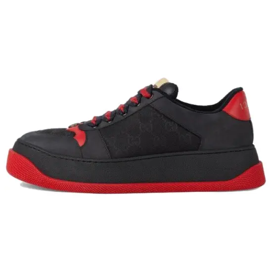 GUCCI Screener Skateboard Shoes Men Low-Top Black Red