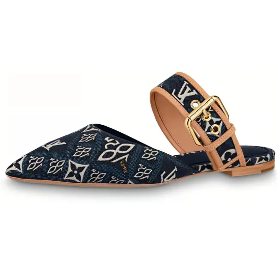LOUIS VUITTON Since 1854 Sofia Flat Mules 'Navy' Women's