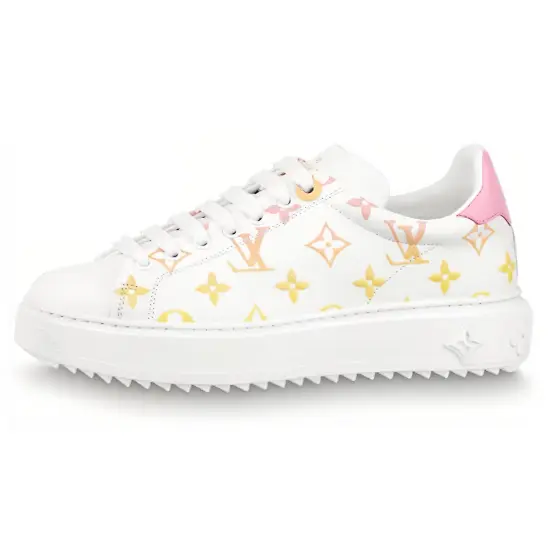 LOUIS VUITTON Time Out Sneakers 'White With Orange Ombre Monogram' Women's