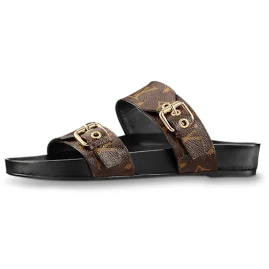 LOUIS VUITTON Bom Dia Flat Mules Black Women's