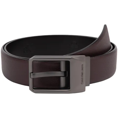 CALVIN KLEIN Cow Leather Belts Men's Dark Brown/Black Width 3.5cm