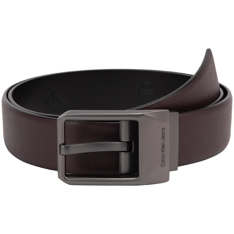 CALVIN KLEIN Cow Leather Belts Men's Dark Brown/Black Width 3.5cm