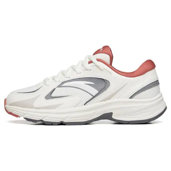 ANTA AT952 Running Shoes Women's Low-Top Ivory White/Sand Storm Gray/Dry Rose Pink