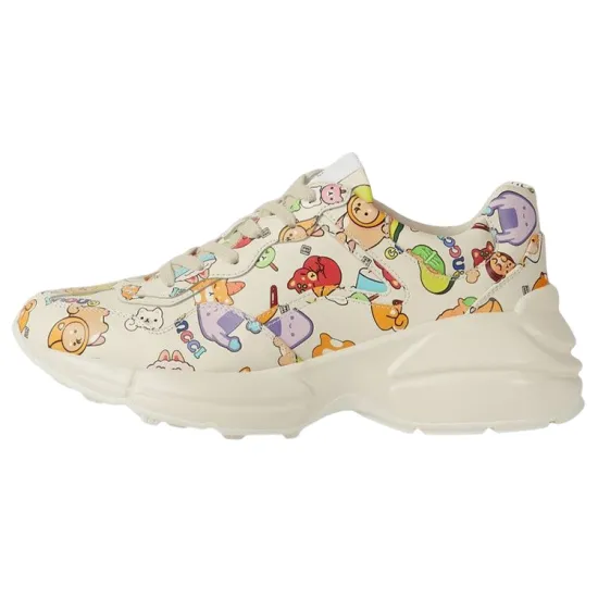 GUCCI Rhyton Casual Shoes Women's Low-Top Ecru
