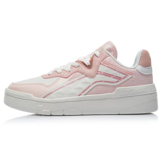 LINING Wave Skateboard Shoes Women's Low-Top White Pink