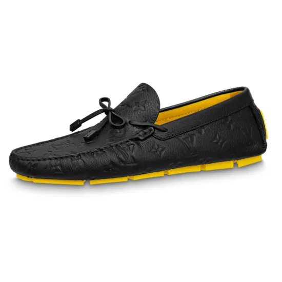 LOUIS VUITTON X Yayoi Kusama Moccasin Shoes 'Black Monogram With Yellow'