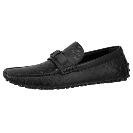 LOUIS VUITTON Hockenheim Moccasin Shoes 'Black Minimonogram'