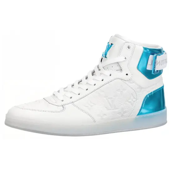 LOUIS VUITTON Rivoli Ankle Sneakers 'White Monogram With Metallic Blue'