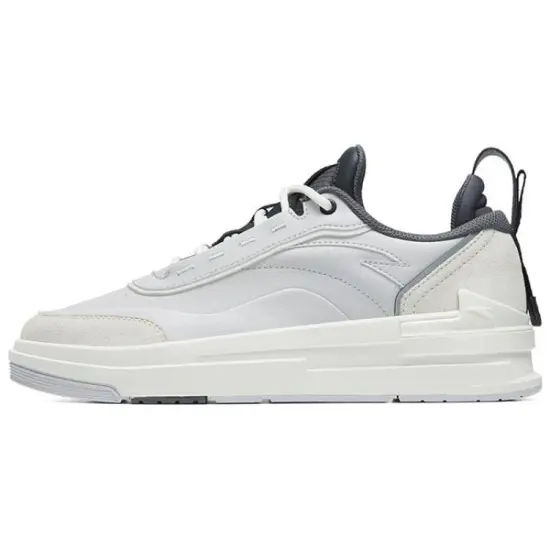 ANTA Bump Skateboard Shoes Men Low-Top Light Silver Gray/Ivory White