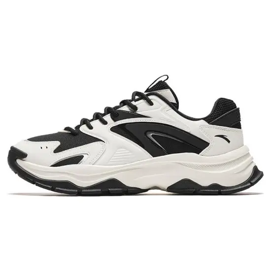 ANTA Hot Chunky Sneakers Men Low-Top Ivory White Black