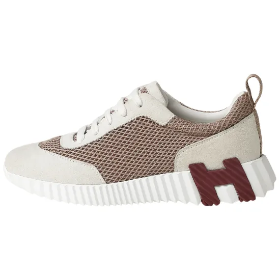 HERMES Bouncing Casual Shoes Women's Low-Top Beige Gray