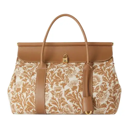 Loro Piana Shearling Handbag Women's Chestnut Brown & Beige