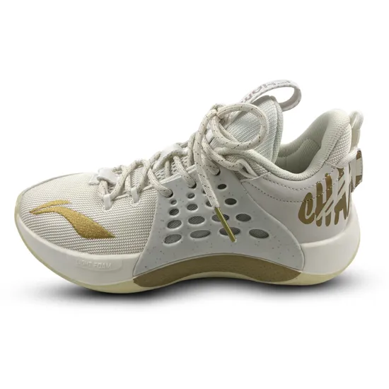 LINING SONIC 7 Basketball Shoes Men Low-Top White Gold