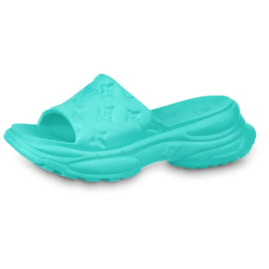LOUIS VUITTON Pool 55 Line Stylish Sandals Women's Aqua Green