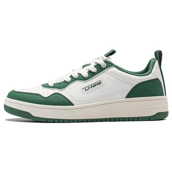 LiNing Star Sugar Anti-Slip Wear-Resistant Lightweight Breathable Low-Top Skateboard Shoes Men's White Green