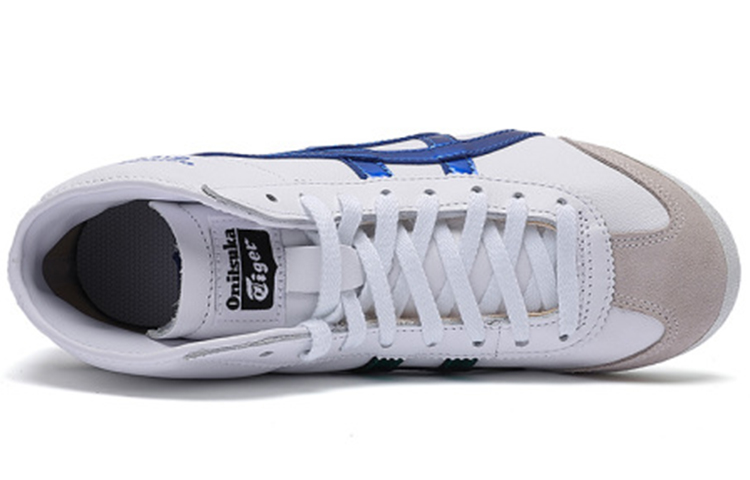 Onitsuka Tiger Mexico Mid Runner Comfortable Wear resistant And Lightweight High top Running Shoes Unisex White Blue