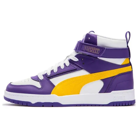 PUMA RBD Game Skateboarding Shoes Unisex High-top White/purple/yellow
