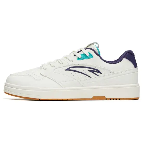 ANTA Street Play Series Skateboard Shoes Men Low-Top Ivory White/Spectrum Purple/Jade Sea Green