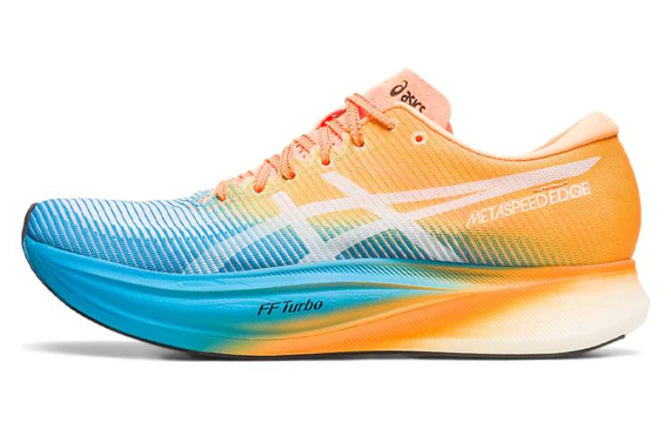 ASICS Metaspeed Edge+ comfortable rubber shock-absorbing and wear-resistant low-top carbon plate marathon training long-distance racing running shoes men and women same style orange blue