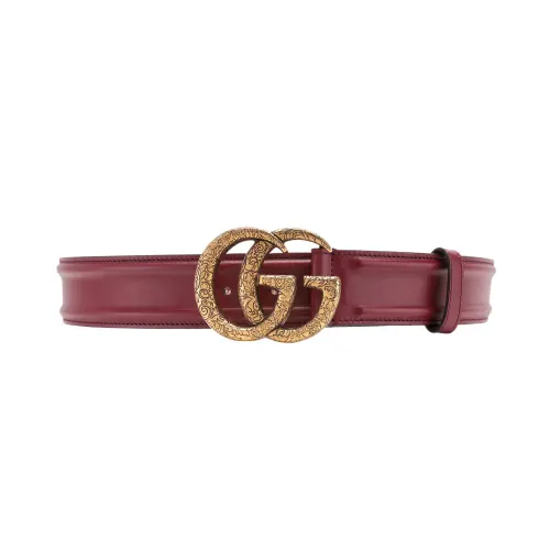 GUCCI GG Marmont Leather Belts Women's Burgundy Width 4cm