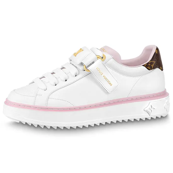 LOUIS VUITTON Time Out Low Top Stylish Skateboarding Shoes Women's White Pink