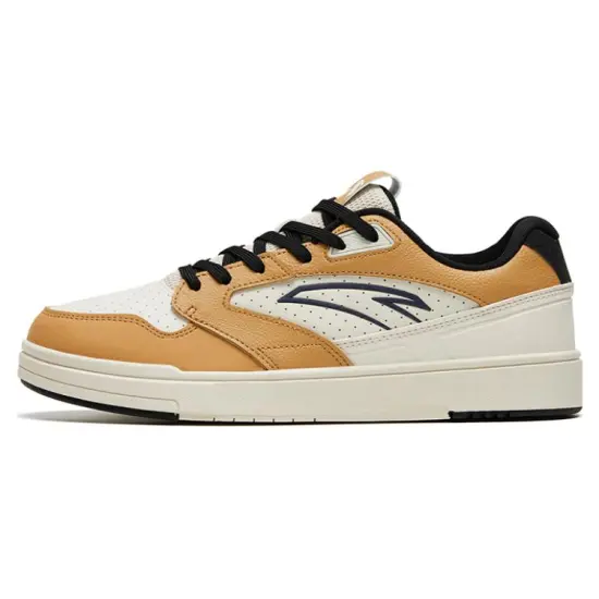 ANTA Street Play Series Skateboard Shoes Men Low-Top White Yellow