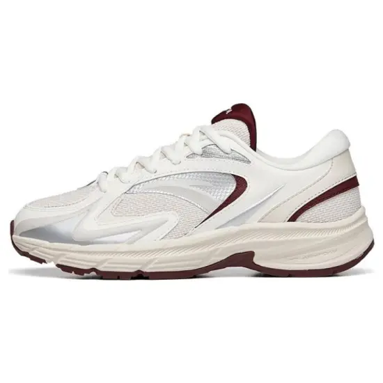 ANTA AT952 Running Shoes Women's Low-Top Mud Sand Grey/Ivory White/Wine Purple