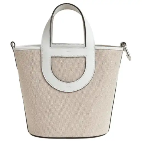 HERMES In The Loop Canvas Handbag Women's New White