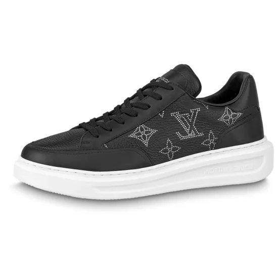 LOUIS VUITTON Beverly Hills Sneakers 'Black With White Outline Monogram'