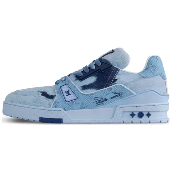 LOUIS VUITTON Trainer Skateboard Shoes Men Low-Top Blue