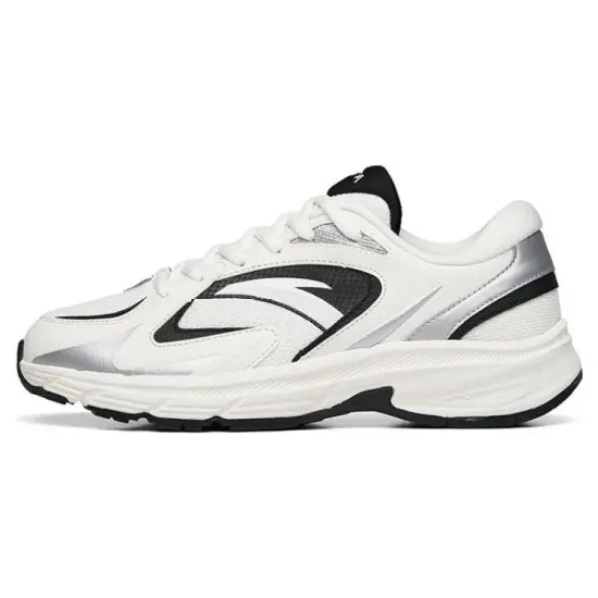 ANTA AT952 Running Shoes Women's Low-Top Ivory White/Black/Silver