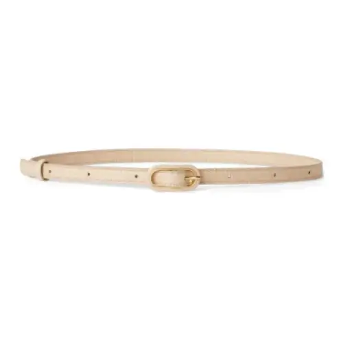 Loro Piana Lizard Skin Textured Pin Buckle Cow Leather Belts Women's Beige Width 1.5cm