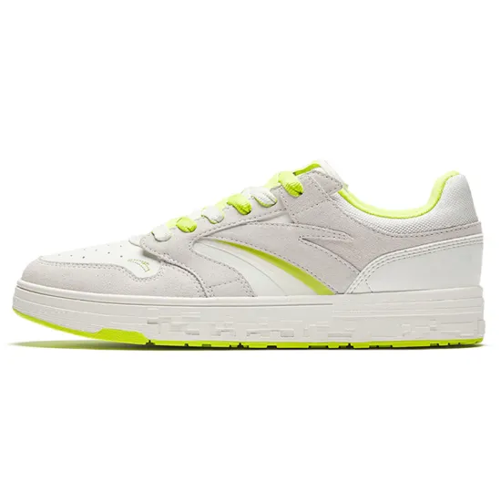ANTA Street Play Series Skateboard Shoes Men Low-Top White Yellow