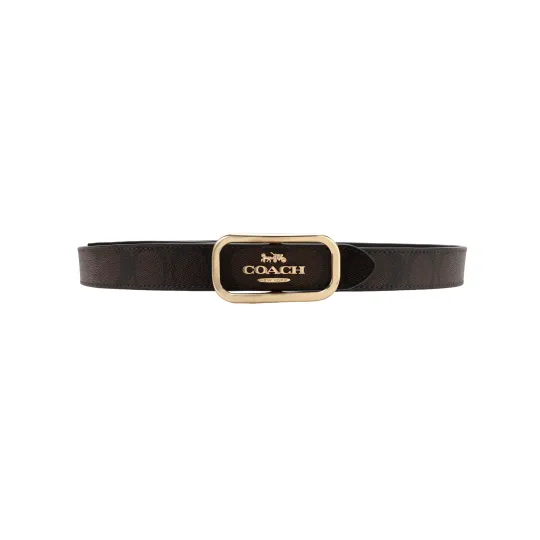 COACH Smooth Buckle Cow Leather, PU Artificial Leather Belts Women's Black Width 2.5cm