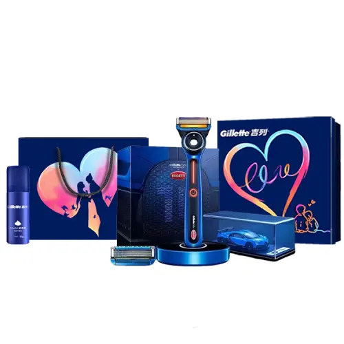 Gillette Thermal Bugatti Manual Shaver Stainless Steel Double Heads Full Body Washable Thermal Sensing Strip 1 Second Heating