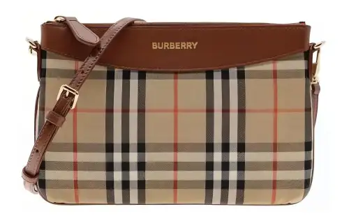 Burberry Canvas With Leather Clutch Unisex Malt Brown