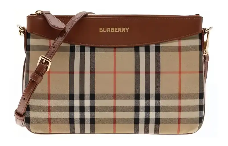 Burberry Canvas With Leather Clutch Unisex Malt Brown